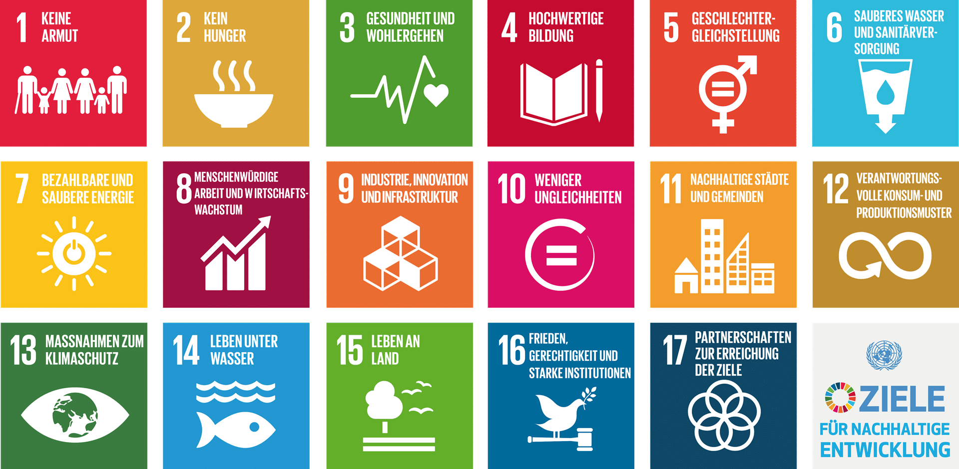 Infografik mit Zielen für nachhaltige Entwicklung